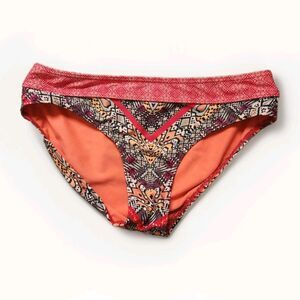 Prana Marrakesh Bikini Bottom Carmine Pink Red Orange Lined Women Sz S EUC